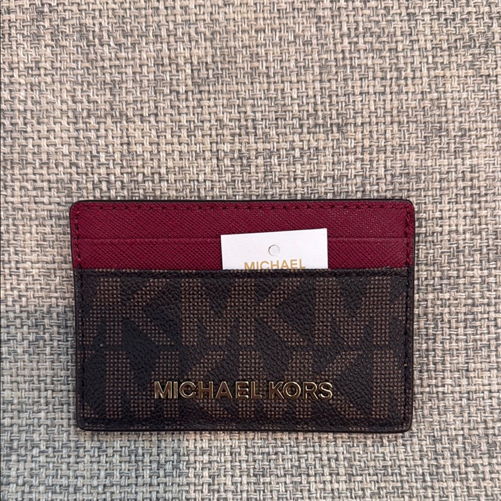 Michael Kors cherry and Brown Key Card Holder Luxurious Design